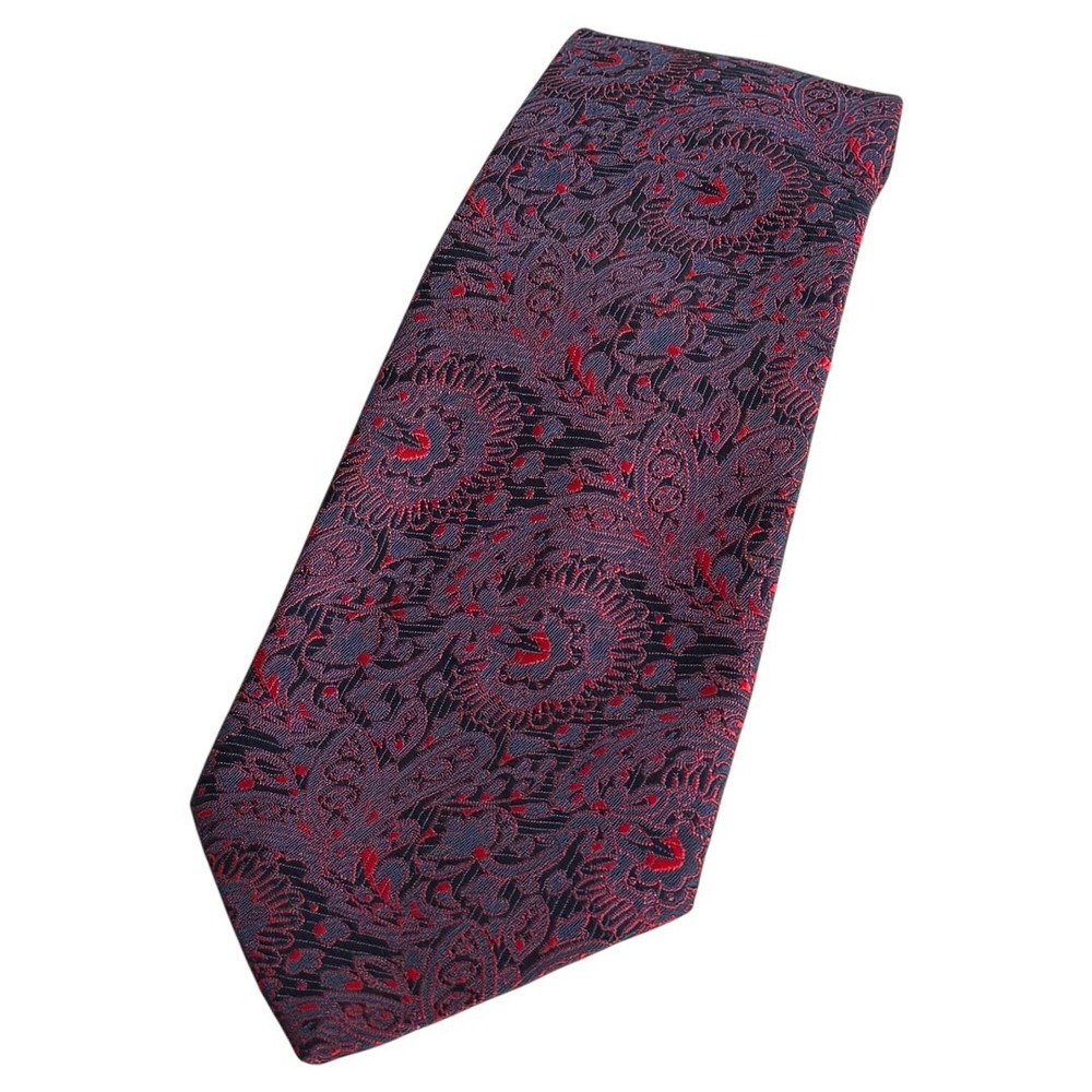Viso Doro Men's Tie Vintage 1970s designs in navy‎ and red